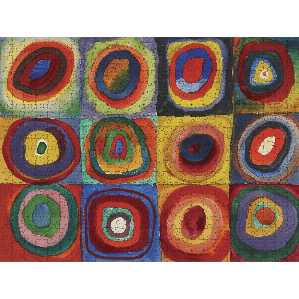 Kandinsky Rings 500-Piece Jigsaw Puzzle-Kandinsky-Squares with Concentric Rings | Vevoke